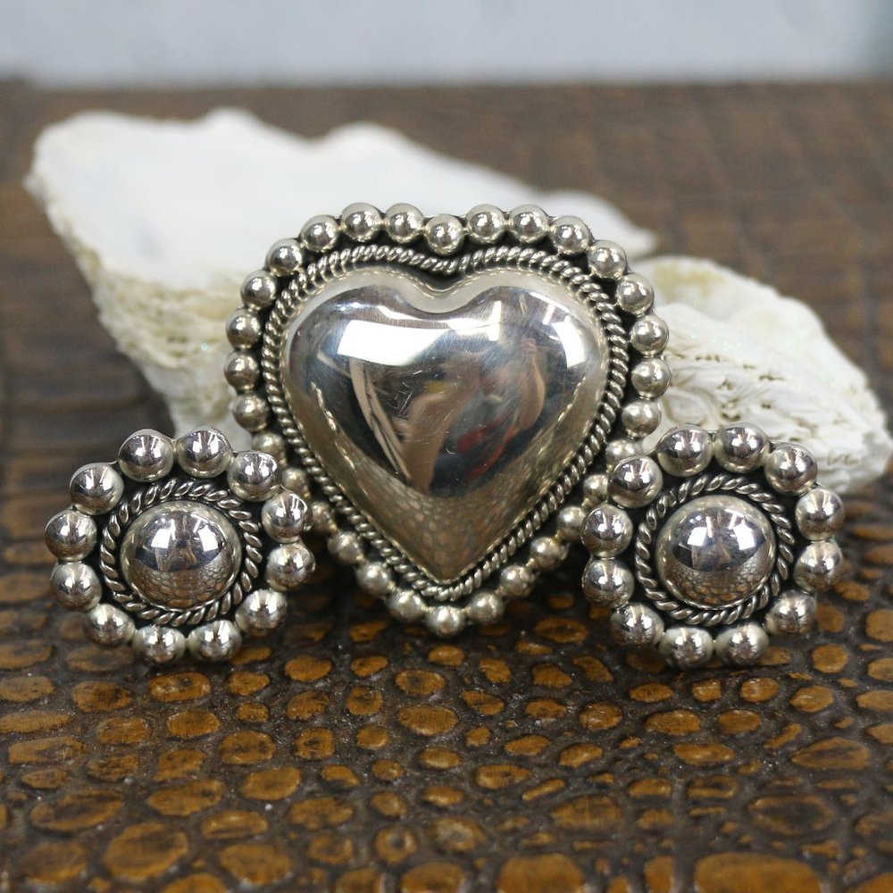 Sterling Silver Beaded Clip-On Earrings & Pin Set